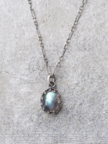 Antiqued Silver Labradorite Crown Necklace